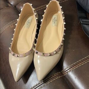Valentino Beige Studded Women's Flats